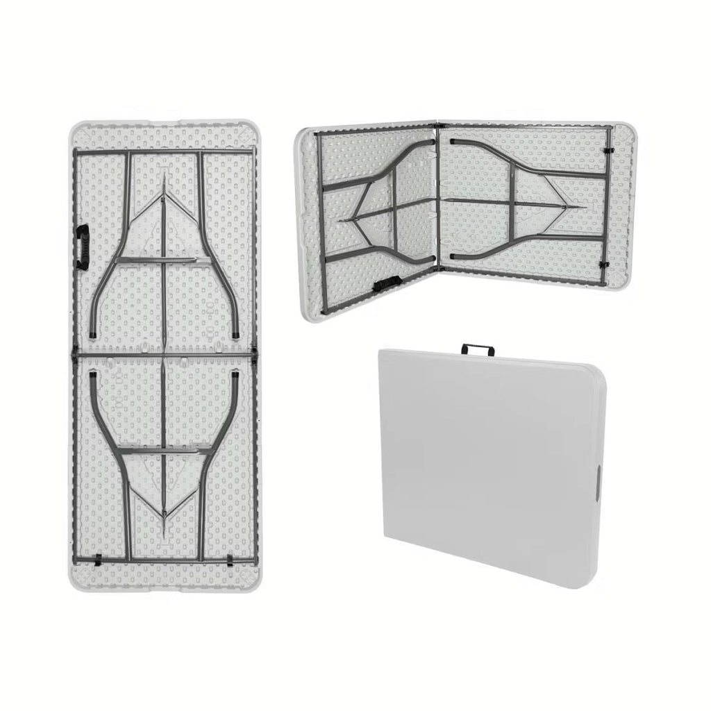 Tavolo Pieghevole Rettangolare in Resina 150x70x74cm Tavolo Multiuso da Esterno, Campeggio, Eventi, Esterno, Interno