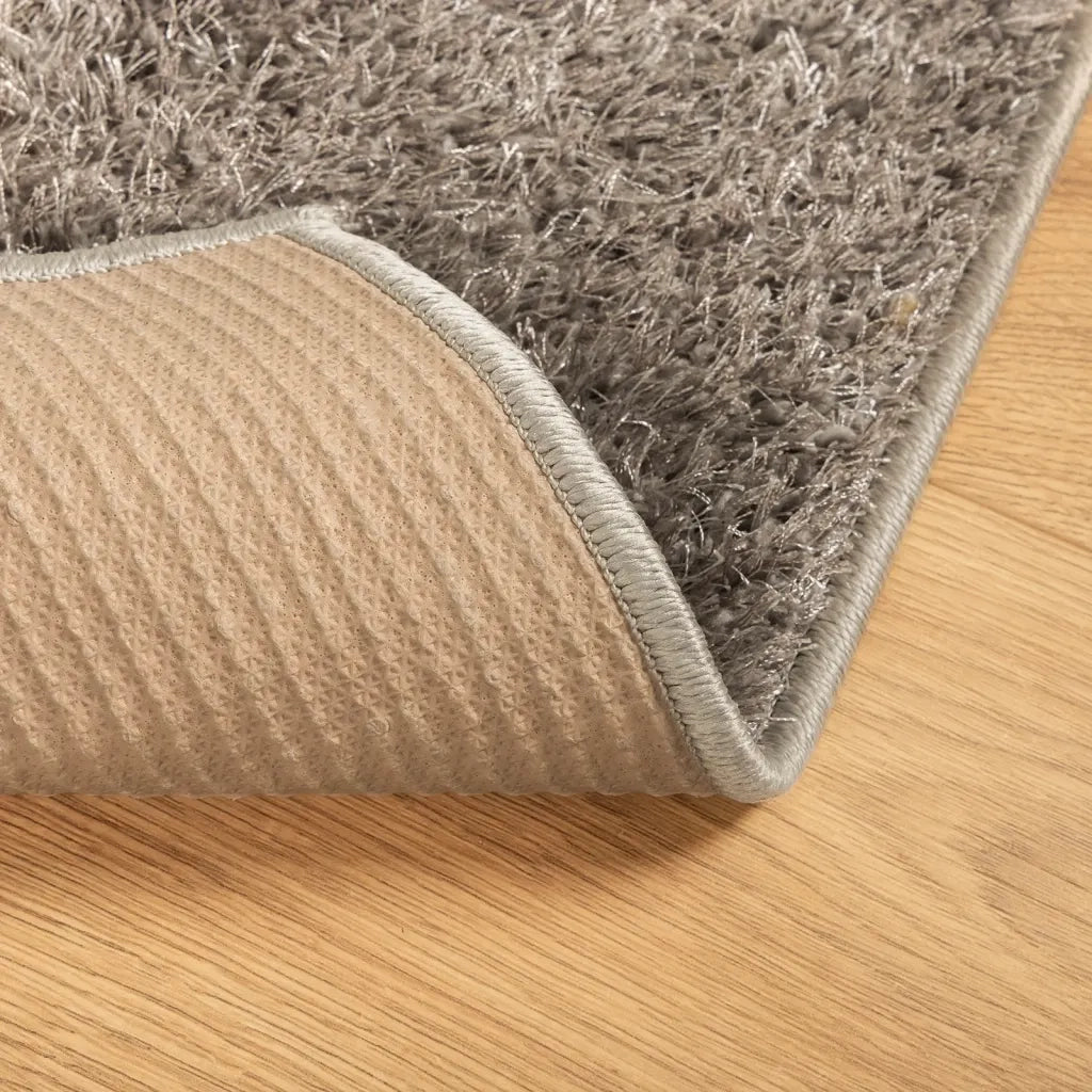 Tappeto a Pelo Lucido Lungo ISTAN Effetto Grigio 160x230 cm 375678