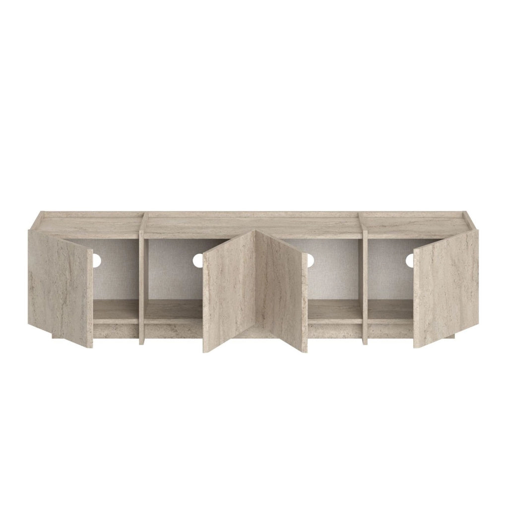 Nokadaka, Mobile Porta tv Apertura a Ribalta, 180x35x46h cm Bianco Marmo