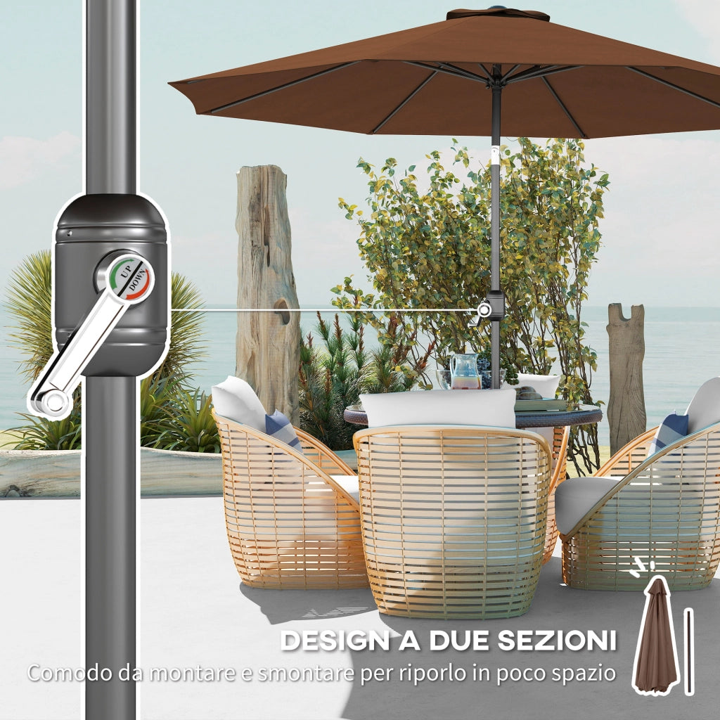 Ombrellone da Giardino Inclinabile 3x2.5 m ¨C zephmum ¨C Metallo e Poliestere, Caff¨¨