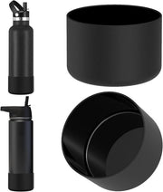 Flessenholder universale per bottiglia acqua - compatibile con bottiglie a bocca ampia e normale - copertura silicone in fondo - nero - 2 pezzi