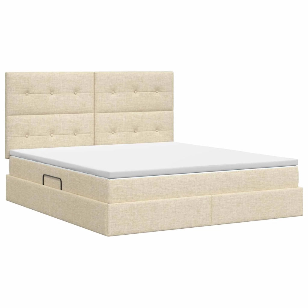 Letto con contenitore e materasso Crema 160 x 200 cm Tessuto 3459517