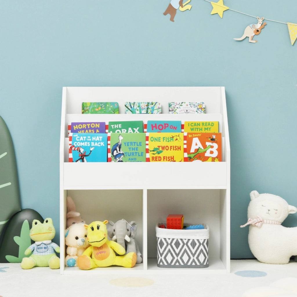 Scaffale aperti in legno per bambini-Mobile contenitore per giocattoli per scuola casa asilo Bianco