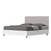 Letto matrimoniale contenitore 160x190 bianco frassino testata microfibra glicine Kaia