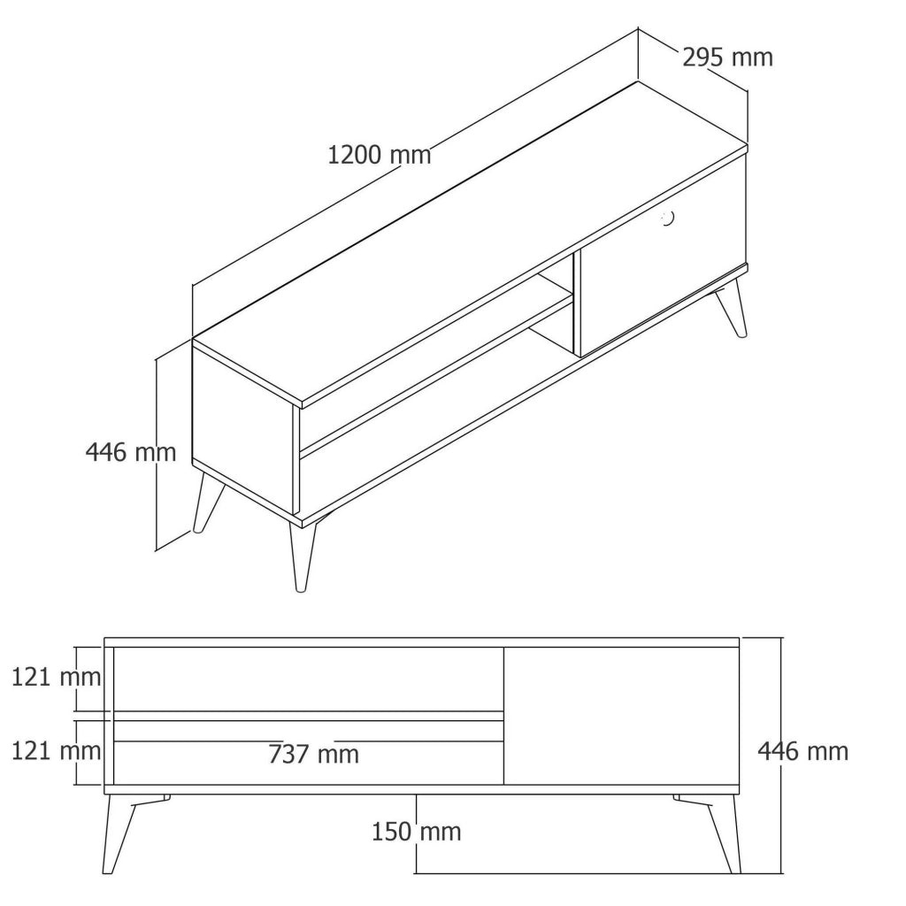 Muqdisho, Mobile Porta tv un Ripiano, 120x30x45h cm Marrone Quercia