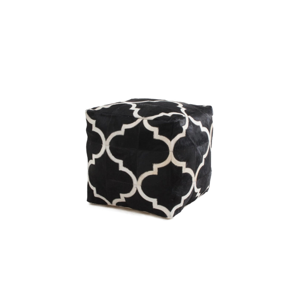 Pouf Eclipse 300 in pelle nera 45x45 cm