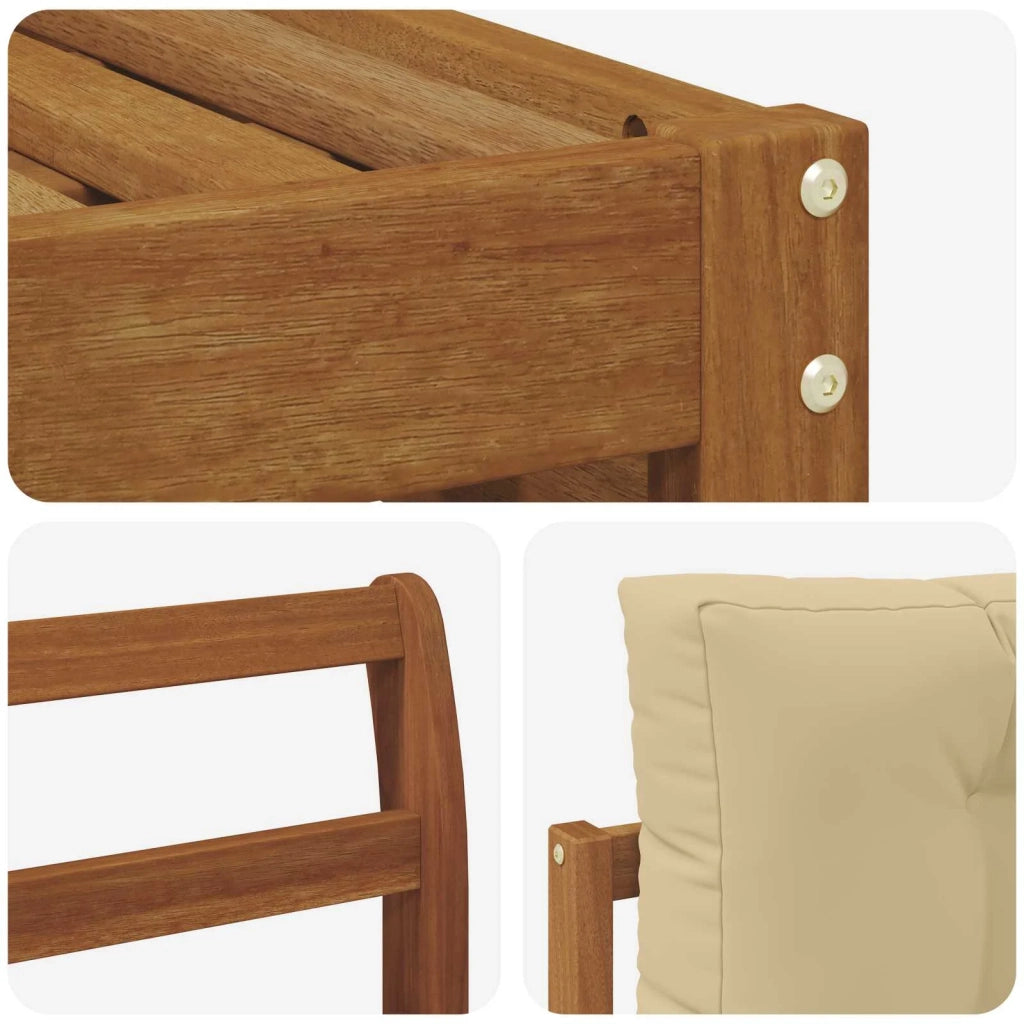 Set divani 7 pcs Naturale e Beige Legno di Acacia Massello 3373823