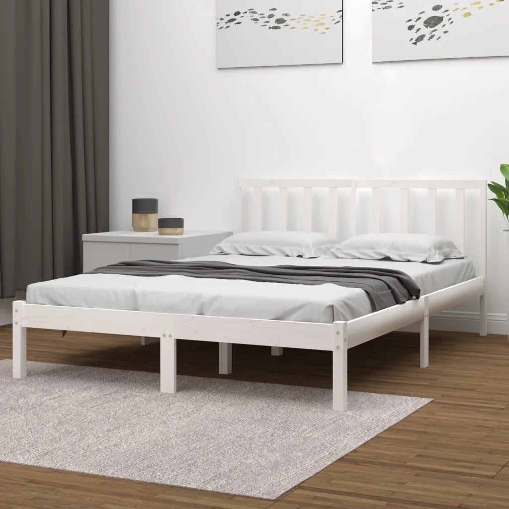 Giroletto-Struttura Letto Bianco in Legno Massello di Pino 200x200 cm 457507