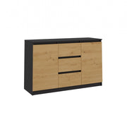 Cassettiera MALWA 2d3s antracite rovere artisan per camera e soggiorno
