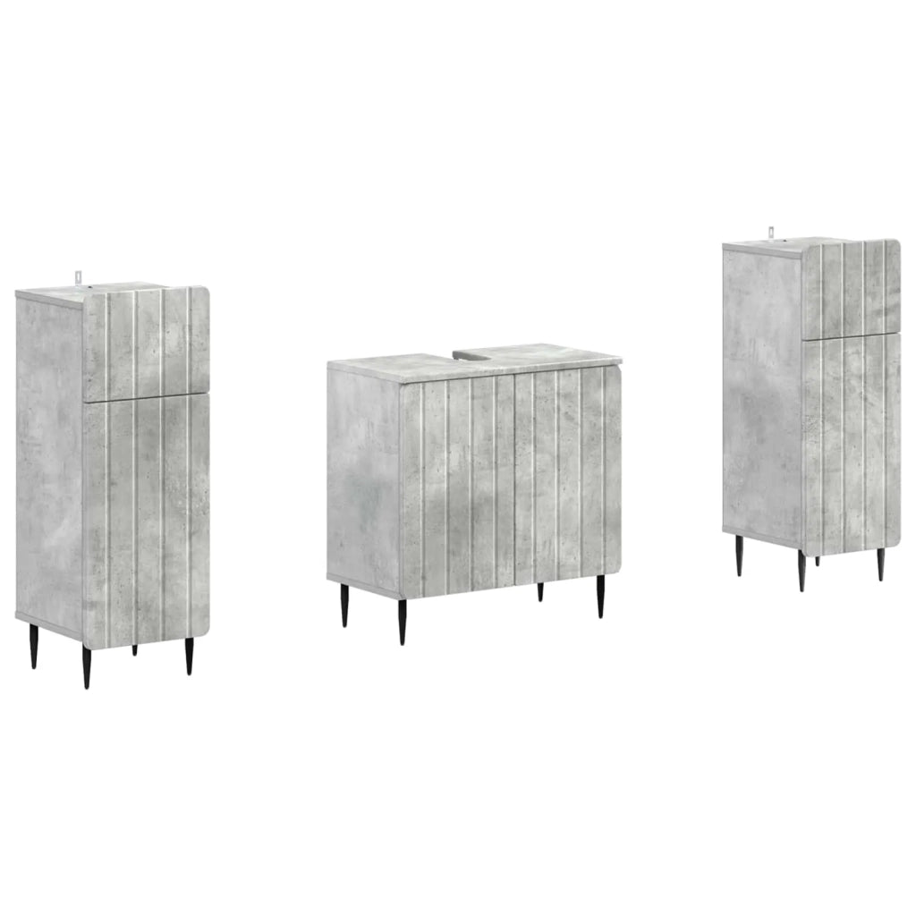 Set di Armadi da Bagno da 2 Pezzi ZWOLLE Grigio Cemento 3418002