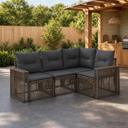 Set Divano da Giardino 4 pz Grigio e Grigio Scuro polyrattan 3435116