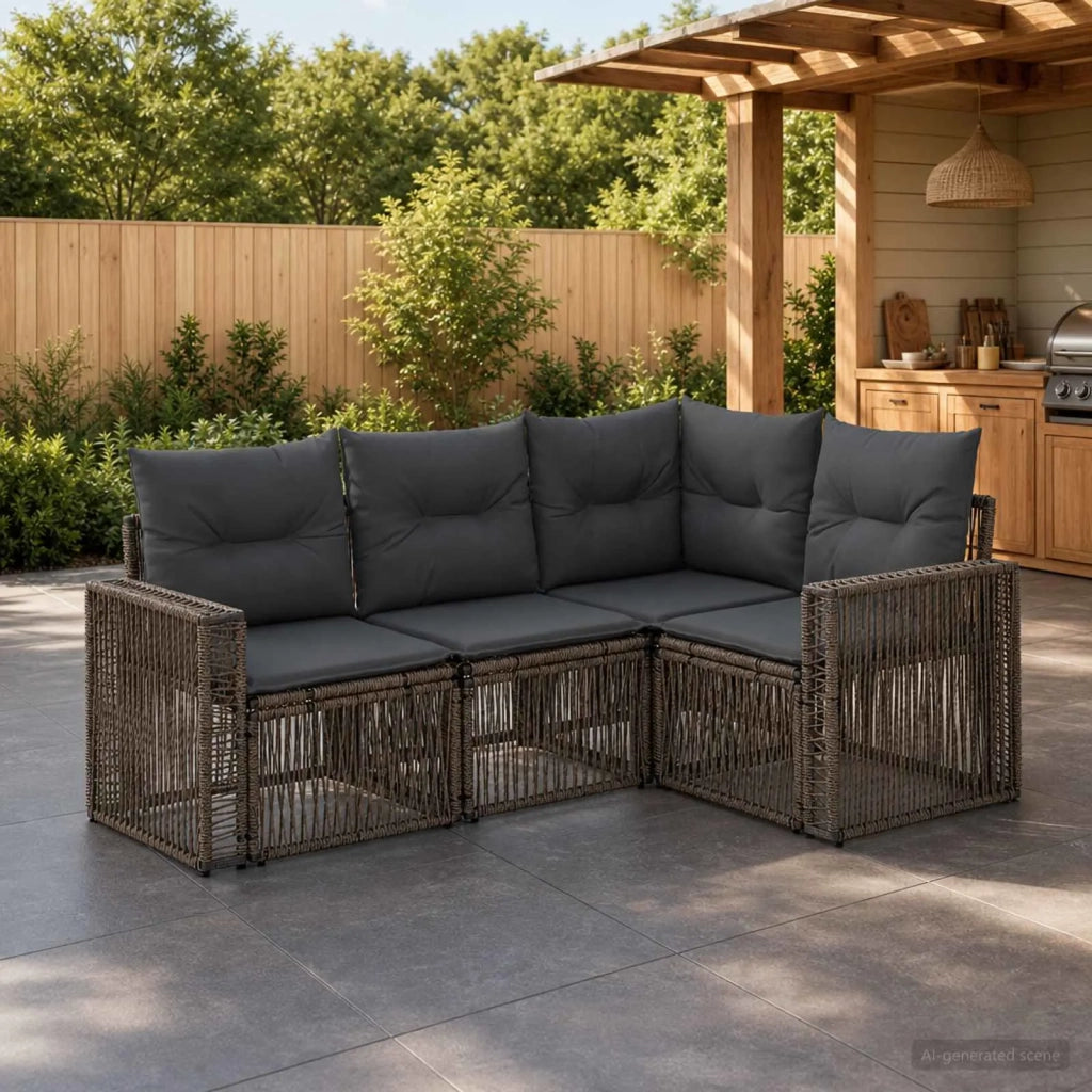 Set Divano da Giardino 4 pz Grigio e Grigio Scuro polyrattan 3435116
