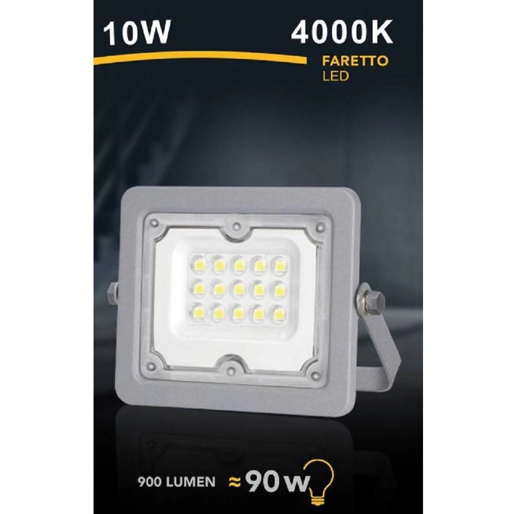 Trade Shop - Faro Led 10 W Ultra Slim Grigio Esterno Ip65 Luce Fredda Naturale Calda Fs10w-g -