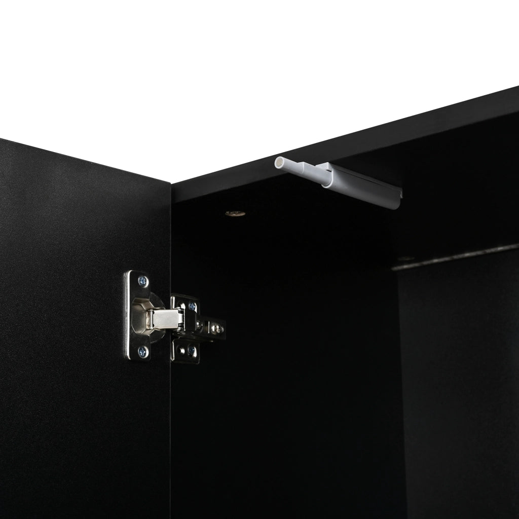 ARMADIO ALTO 70x35x180 cm Nero MDF e pannello truciolare con LED
