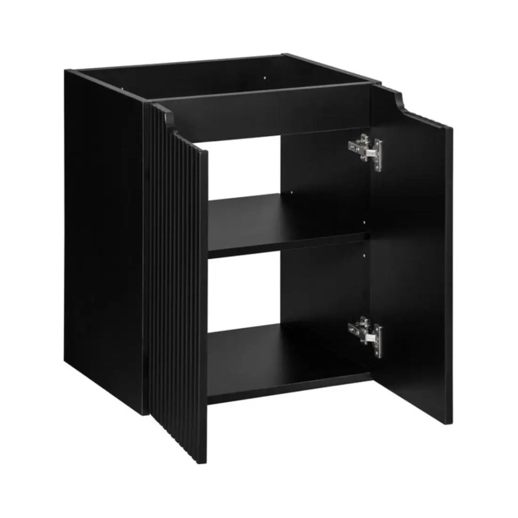 Set da bagno VANO 50cm: mobile sottolavabo con ante scanalate verticalmente + lavabo incassato bianco