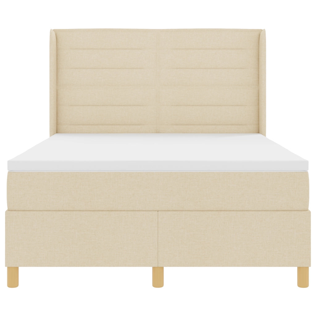 Letto a Molle con Materasso e LED Panna 140x190 cm Tessuto