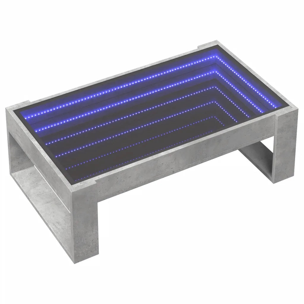Tavolino da Salotto con LED Infinity Grigio Cemento 90x53x30 cm 847640