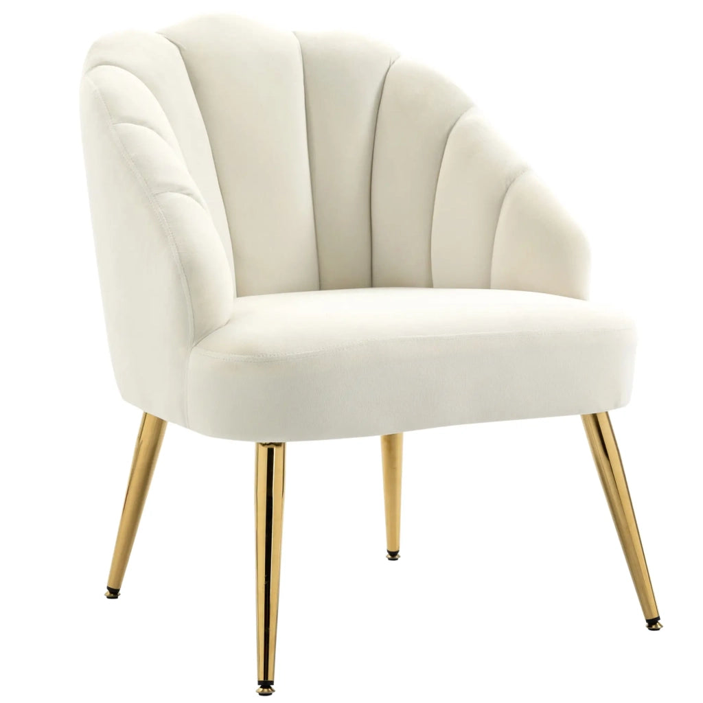 Poltrona Imbottita 63x65x84 cm in Velluto Bianca