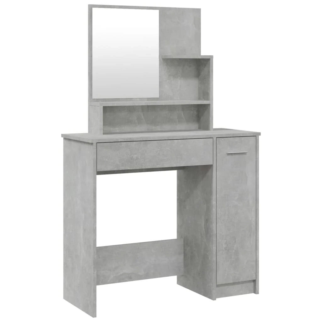 Toeletta tavolo da trucco di design mobile da camera da letto con specchio 86,5 x 35 x 136 cm grigio 02_0006396