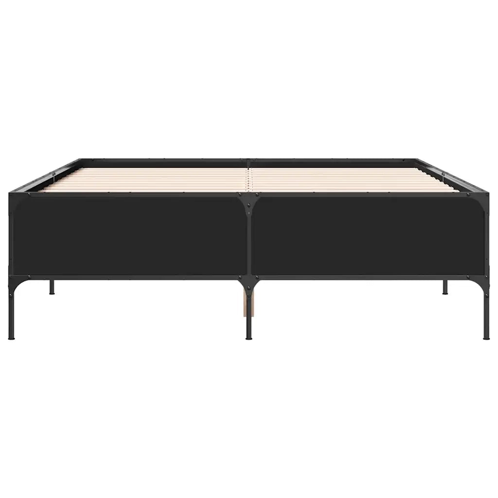Giroletto Nero 120x200 cm in Legno Multistrato e Metallo 3279802