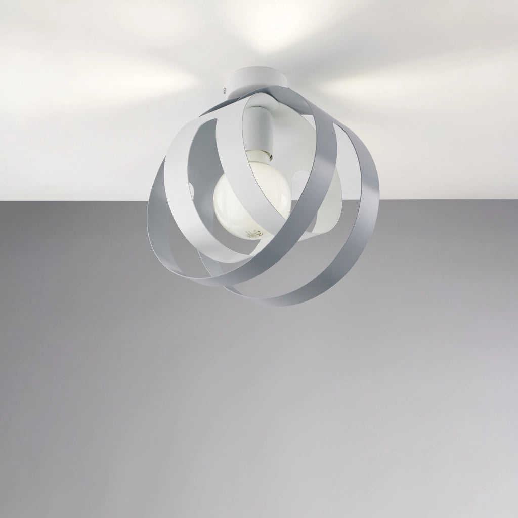 Plafoniera 1 Luce Tobias Ferro Laccato Bianco E Grigio Taglio Laser