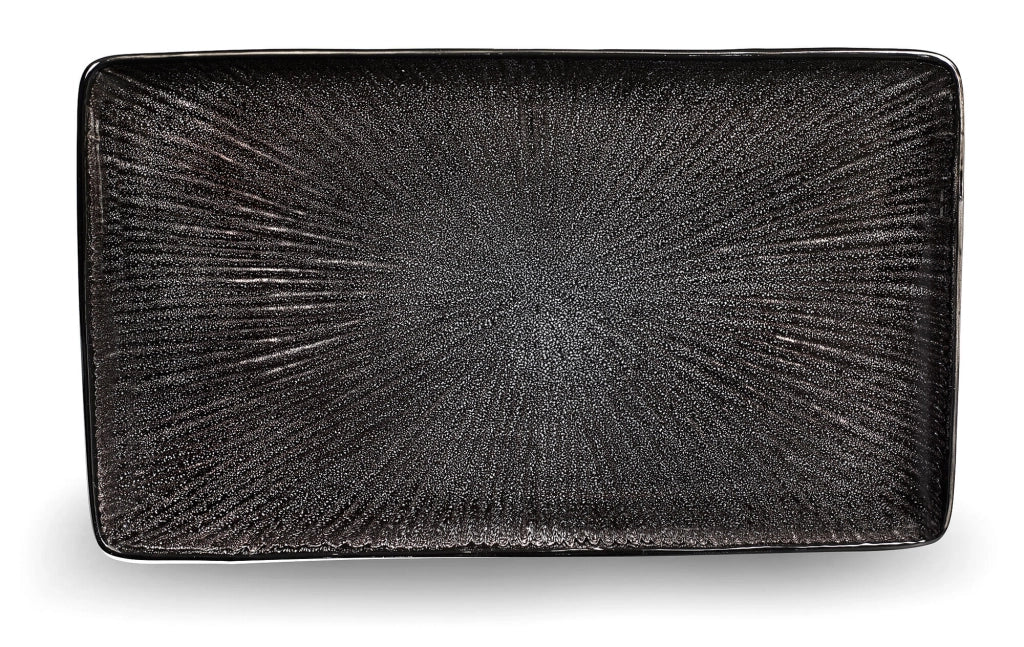 Set 4 Piatti Rettangolari 30x18x2,5 cm in Gres Kaleidos Sirius Neri
