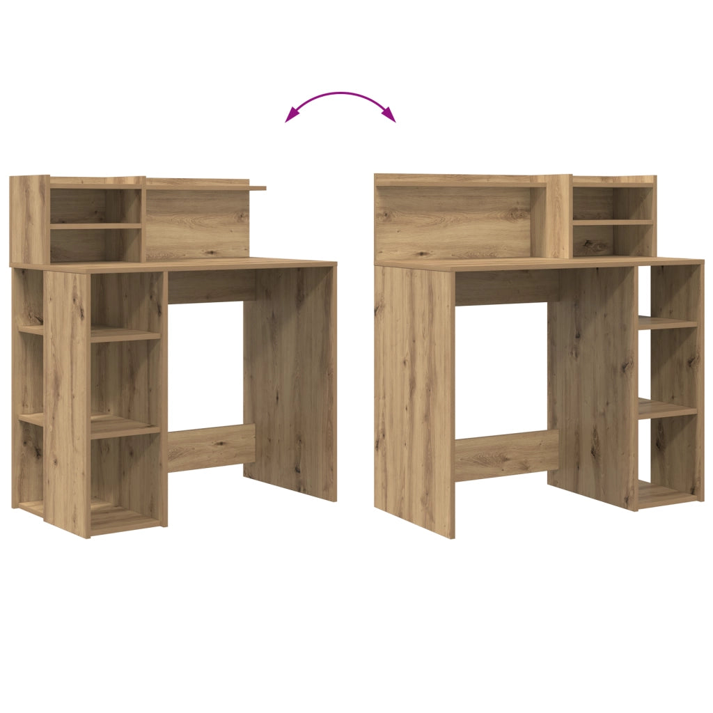 Scrivania con Archiviazione Rovere Artigianale 90x48x101.5 cm Legno Ingegnerizzato