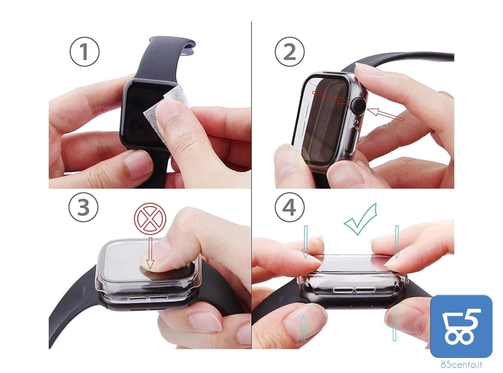 Misxi Custodia rigida con pellicola protettiva in vetro, compatibile con Apple Watch Series 6 / SE/Serie 5 / Series 4 44 mm, 2 pezzi, 1 rosa + 1 trasparente