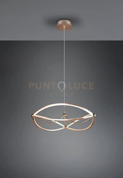 CHARIVARI SOSPENSIONE LED 42W · 1x 5600lm, 3000K OTTONE SATINATO ELLISSI DIMMERABILE CON INTERRUTTORE D. 62CM