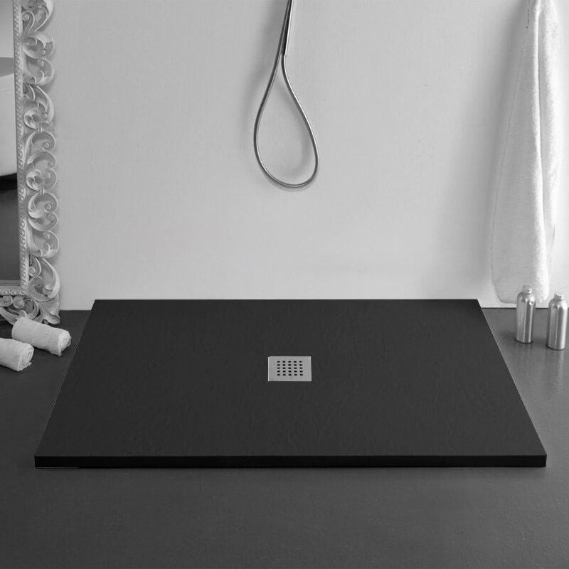 Piatto Doccia in Pietra 80x130 cm Bonussi Ardesia Stone Central Nero