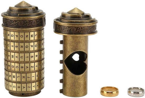 Cassaforte Decorativa in Bronzo - Chiusura con Password Personalizzabile - Ideale per Regali Romantici - Incluso Chiave e Cavi - Decorativo Blocco con Finestra di Zinco
