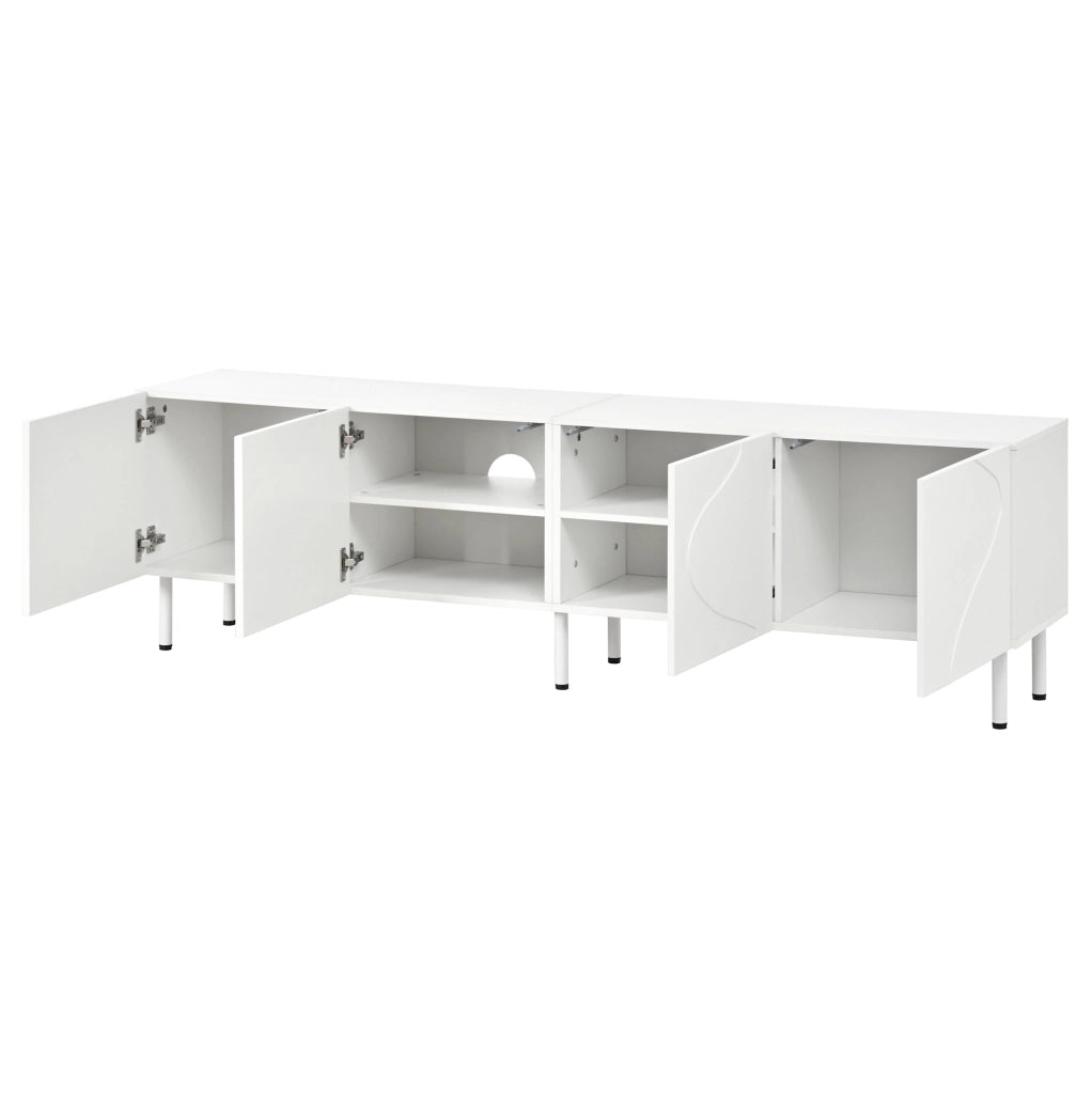 Mobile TV a 4 ante con apertura Push-to-Open; PB e MDF; bianco