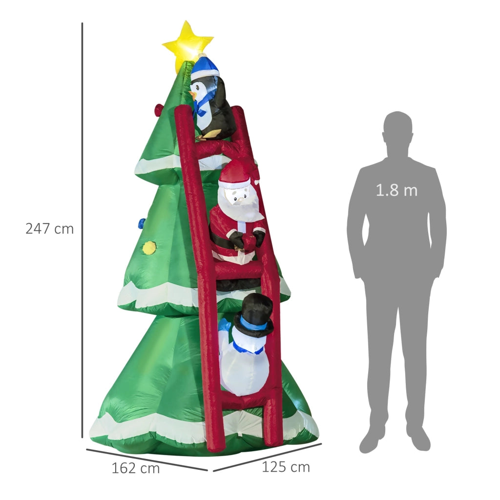 EasyComfort Albero di Natale Gonfiabile con Babbo Natale e Luci LED, Gonfiatore Incluso, 162x125x247cm