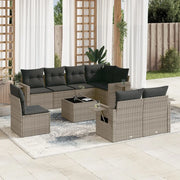 Set Divano da Giardino 9 pz con Cuscini Grigio in Polyrattancod mxl 116187