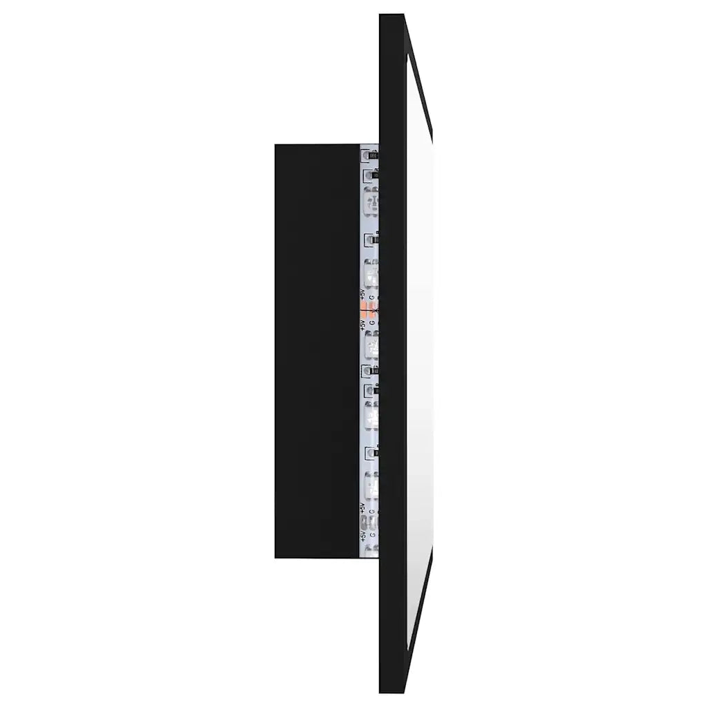 Specchio da Bagno a LED-Specchio per Bagno Nero 60x8,5x37 cm in Acrilico