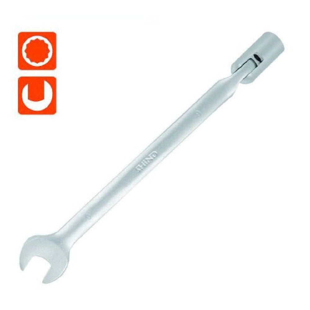 Trade Shop - Chiave Combinata 9 Mm Fissa E A Bussola Poligonale Con Snodo Cromo Vanadio 97557 -