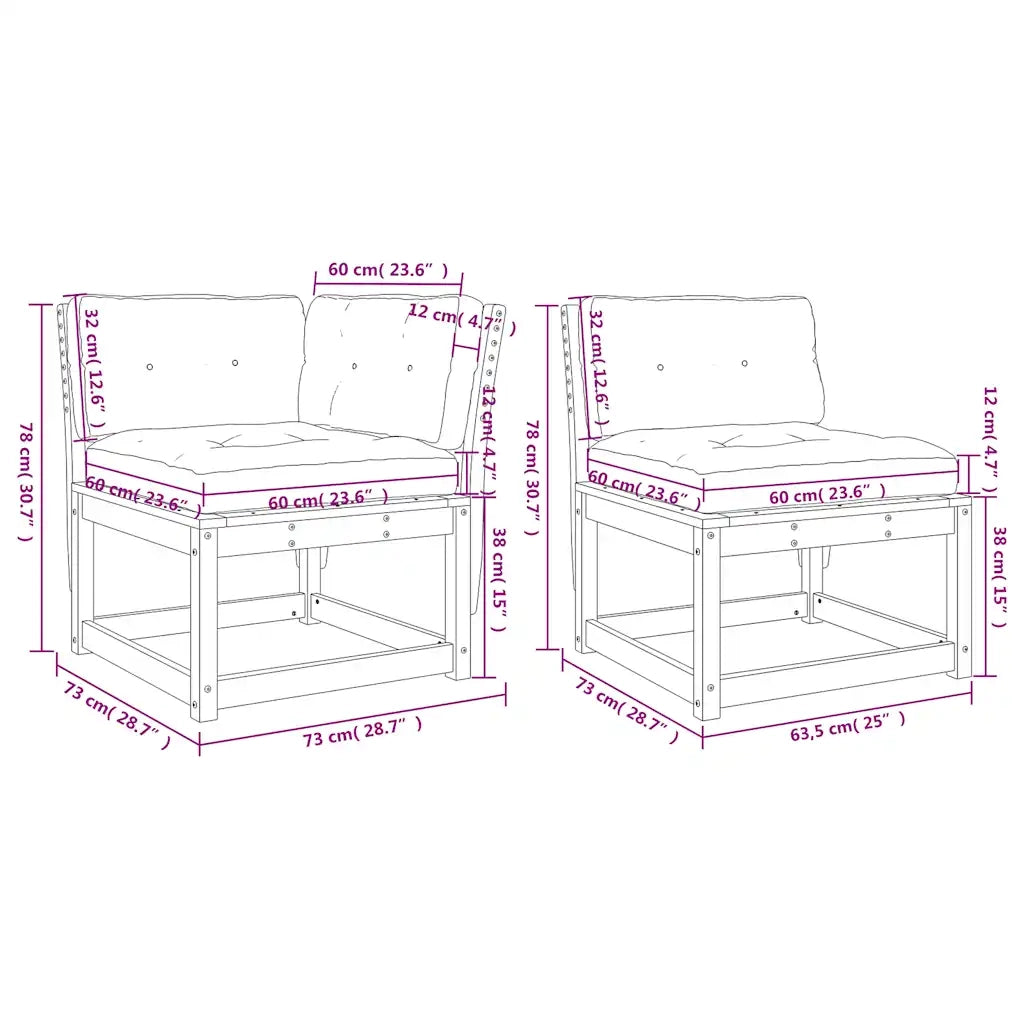 Set Divani Giardino 5pz con Cuscini Marrone Cera Massello Pino 3216982
