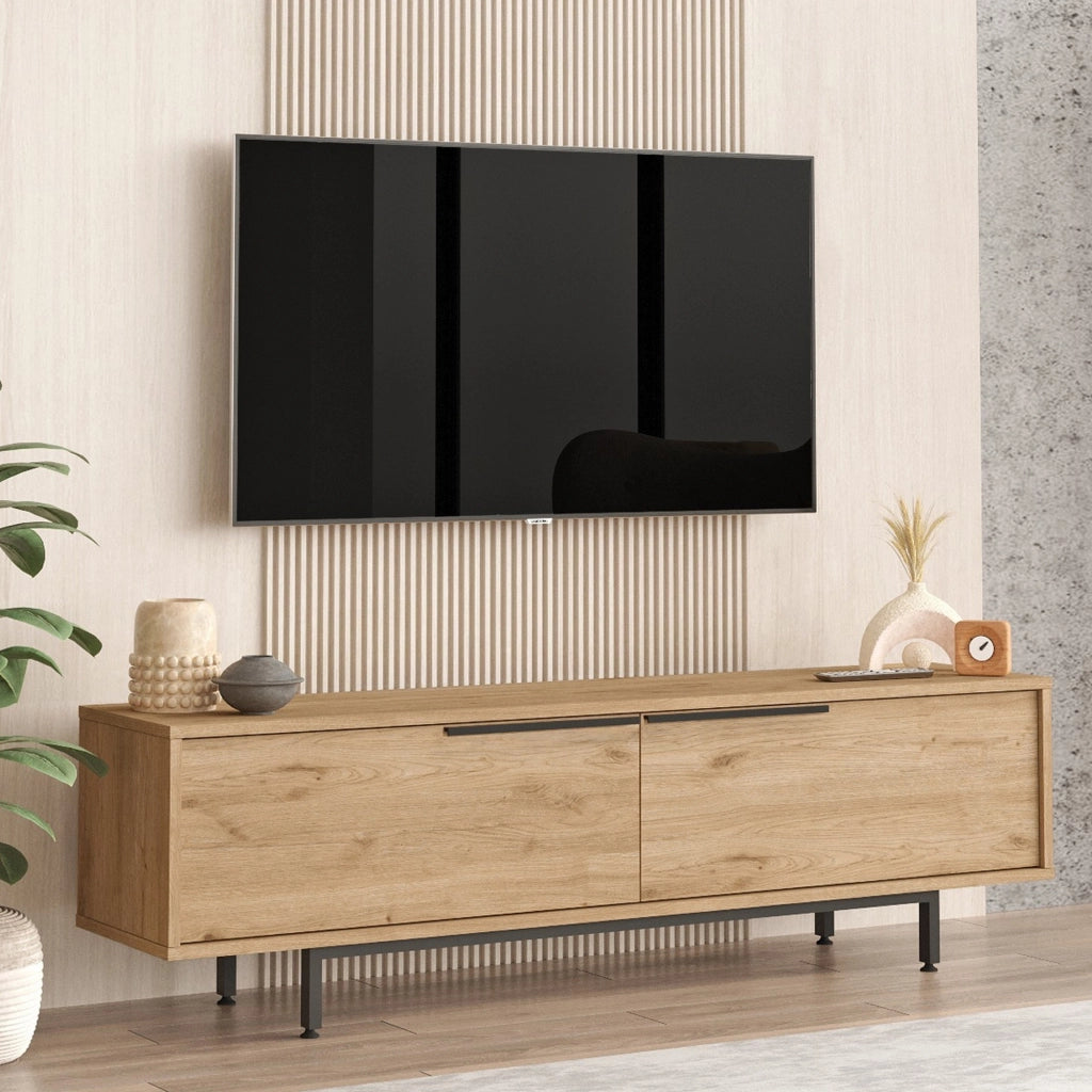 Palmi, Mobile Porta tv 2 Vani, 160x36x45h cm Marrone Rovere