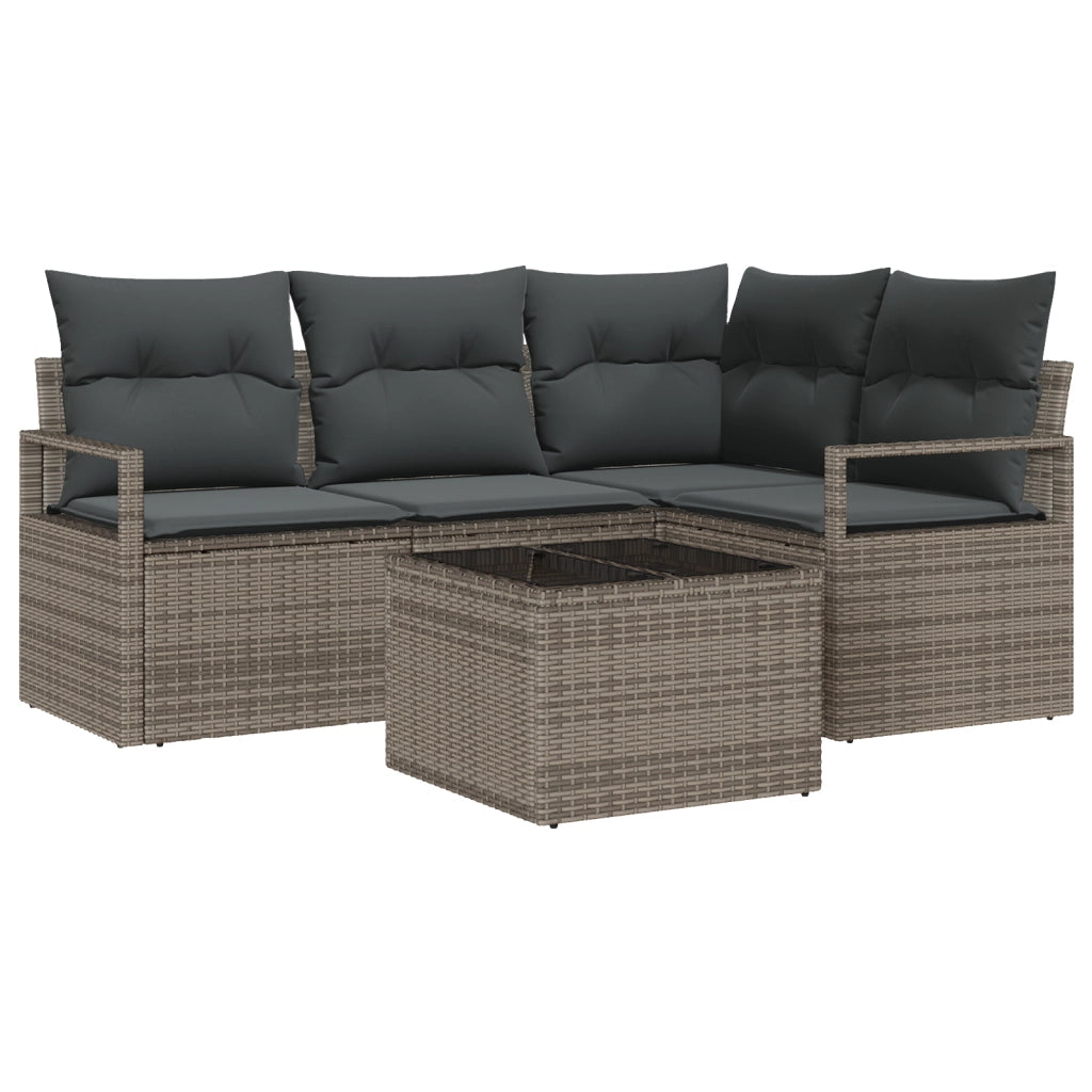 Set di Divani da Giardino a 4 pezzi con Cuscini Rattan Polirattan Nero