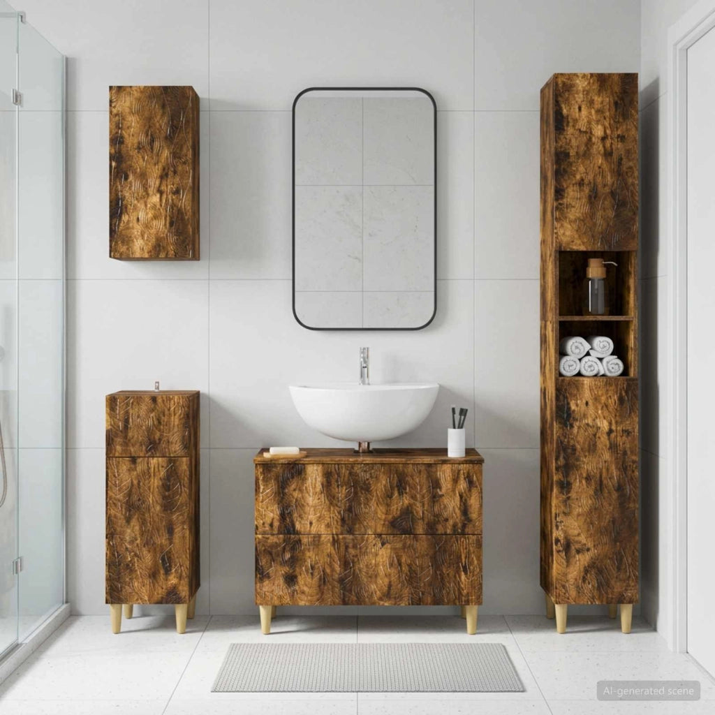 Set di Mobili da Bagno da 4 Pezzi DELFT Rovere Fumo 3417950