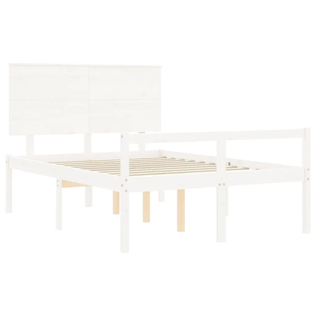 Letto per Anziani-Struttura Letto per Anziani  Bianco Testiera Small Double Legno Massello 177031