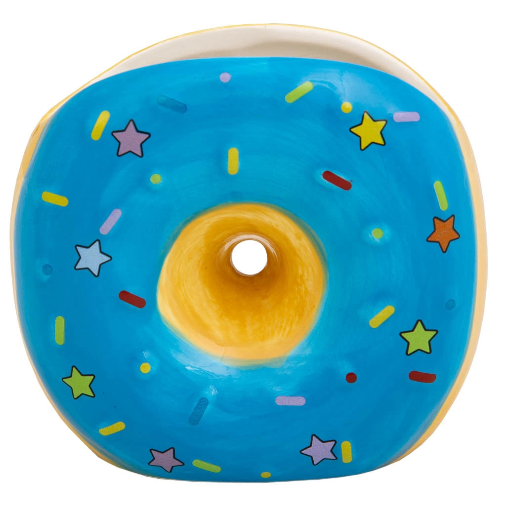 Portapenne a ciambella in ceramica blu 11x6,5x11h