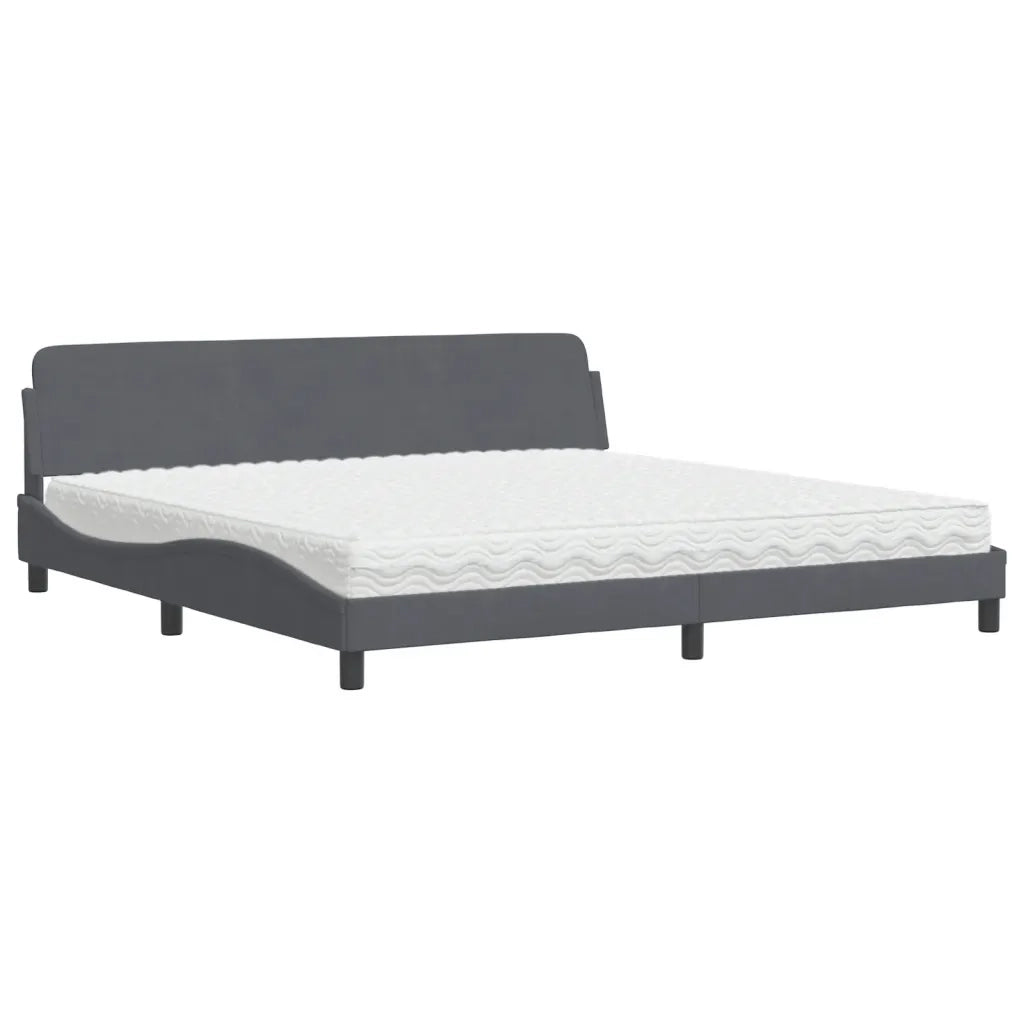 Letto con Materasso Dover Grigio Scuro 200x200 cm Velluto 3208472