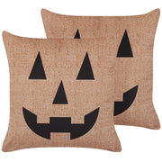 Set di 2 cuscini decorativi in velluto beige  45 x 45 cm quadrati moderni accessori per la decorazione di Halloween