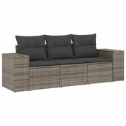 Set Divani da Giardino 3 pz | Set Salotto da Giardino con Cuscini Grigio in Polyrattan