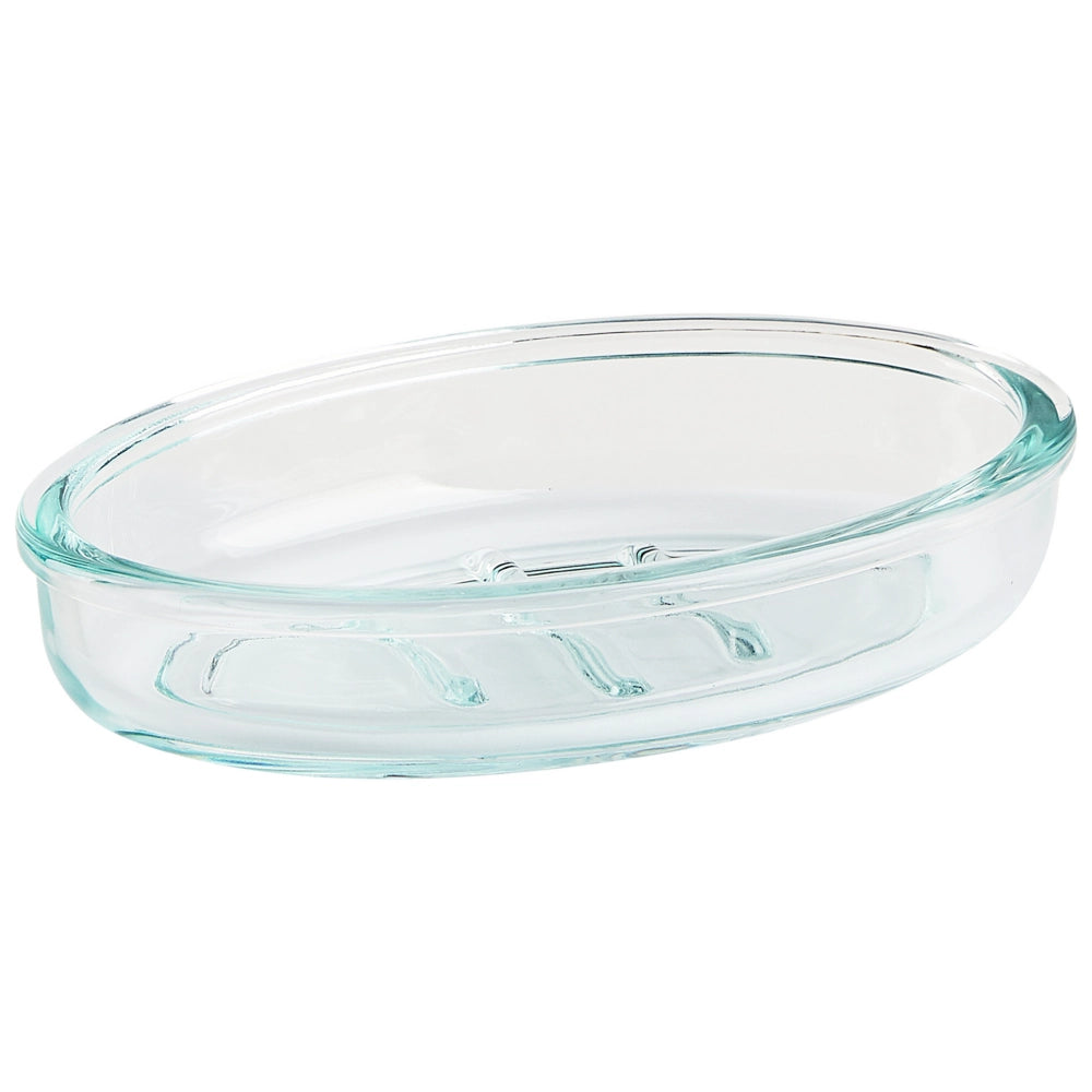 Set di accessori per il bagno in 5 pezzi Dispenser di sapone in vetro verde Glam Portasapone Portaspazzolino Tazza