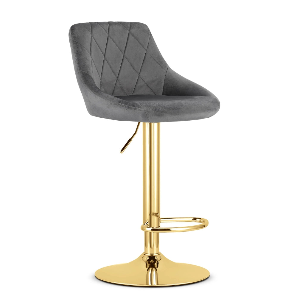 Sgabello girevole VALORA DAKA - Velluto grigio con base dorata x 2
