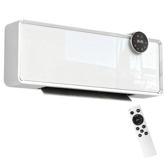 Stufa Elettrica Ceramica PTC 2000W a Parete con 3 Modalità Riscaldamento Regolabile Timer e Telecomando Bianco