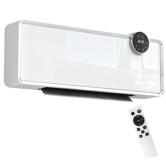 Stufa Elettrica Ceramica PTC 2000W a Parete con 3 Modalità Riscaldamento Regolabile Timer e Telecomando Bianco