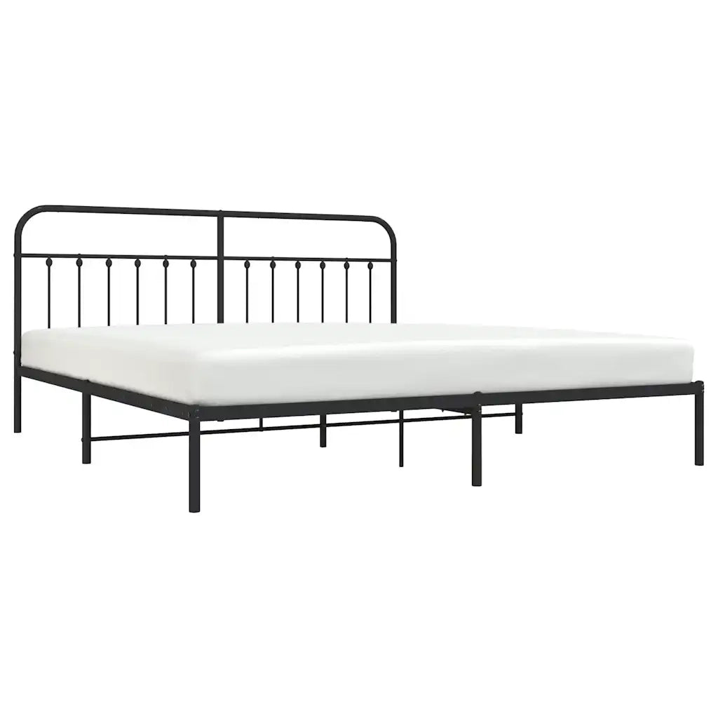 Letto matrimoniale | Letto per adulti | Giroletto con Testiera in Metallo Nero 200x200 cm